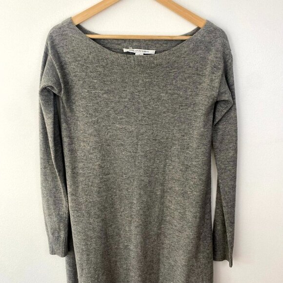 Diane Von Furstenberg Sweater Dress Size P (Small) Gray Ribbed Knit Round Neck - Picture 11 of 16